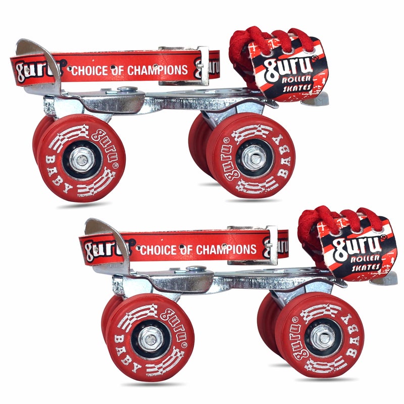 GURU Kids Adjustable Quad Roller Skates - Size 4 UK (Red) - Image 5