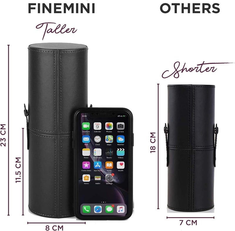 FINEMOE Large Makeup Brushes Holder for Makeup Artist & Makeup Brush Organizer, Premium PU Leather Makeup Brush Stand Cosmetic Dustproof Makeup Brush Pouch & Pouch Cup Case, Black, 1 Count (Pack of 1 - Image 4