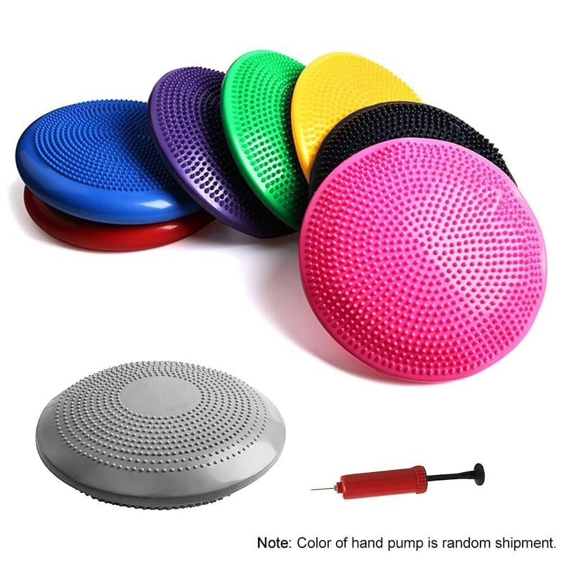 Darkness 2 Pcs Inflated Wobble Cushion Exercise Wiggle Seat for Sensory Kids Flexible Seating Wobble Board Balance Disc Sensory Wiggle Seat Pad for Office Chair with Air Pump (Multicolour) - Image 3