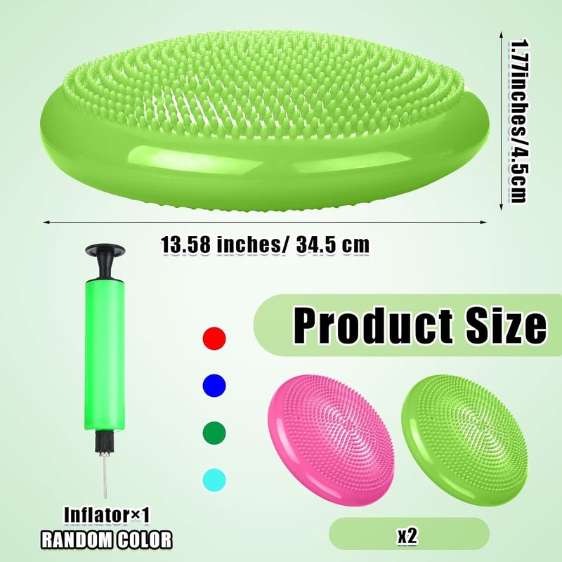 Darkness 2 Pcs Inflated Wobble Cushion Exercise Wiggle Seat for Sensory Kids Flexible Seating Wobble Board Balance Disc Sensory Wiggle Seat Pad for Office Chair with Air Pump (Multicolour) - Image 2