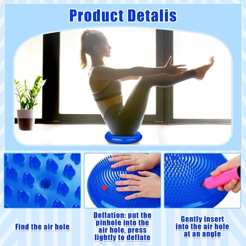 Darkness 2 Pcs Inflated Wobble Cushion Exercise Wiggle Seat for Sensory Kids Flexible Seating Wobble Board Balance Disc Sensory Wiggle Seat Pad for Office Chair with Air Pump (Multicolour) - Image 4