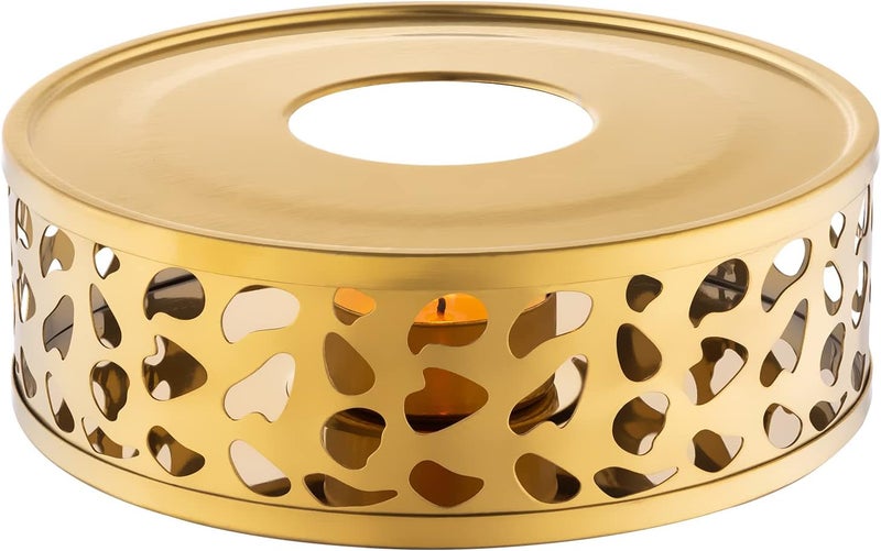 Simtive Teapot Warmer, Brushed Stainless Steel Tea Warmer with Tealight Holder, Gold - Image 5