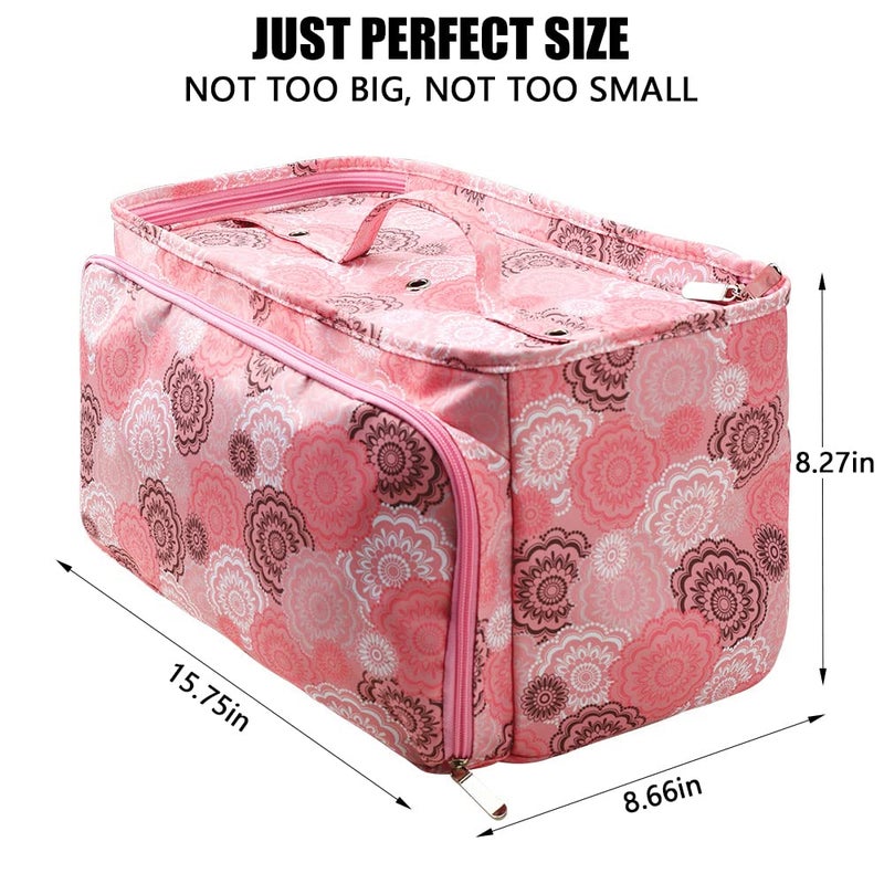 Looen Crochet Bag, Yarn Storage Organizer Tangle Free with 3 Grommets, Knitting Bag and Totes Organizer Large Craft Supplies for unfinished projects (Pink) - Image 5