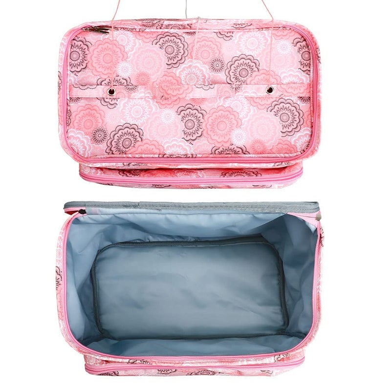 Looen Crochet Bag, Yarn Storage Organizer Tangle Free with 3 Grommets, Knitting Bag and Totes Organizer Large Craft Supplies for unfinished projects (Pink) - Image 4