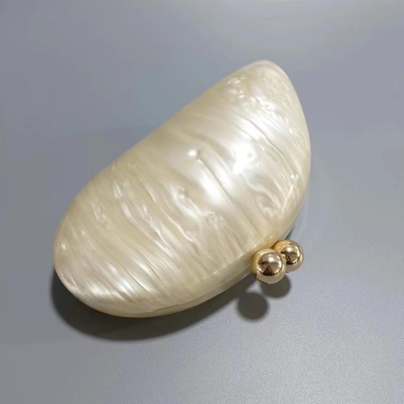 CUXVA Acrylic Shell Shaped Bag Luxury Marble Clutch Evening Purses for Women Glitter Handbag for Wedding Cocktail Party Prom - Image 5