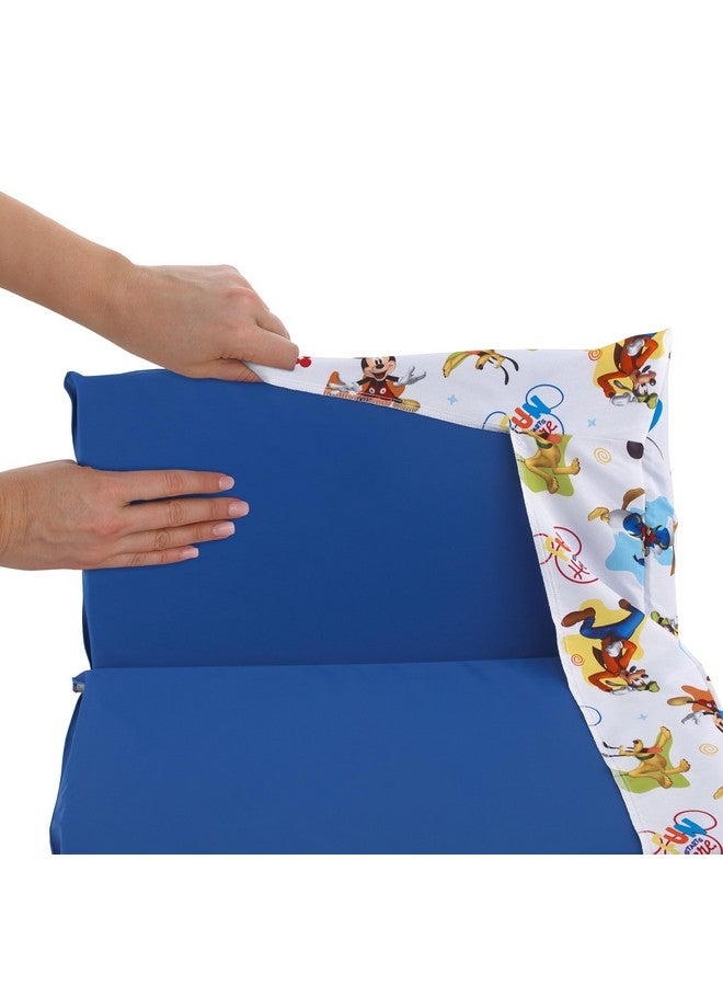 NoJo NoJo Disney Mickey Mouse Blue, Red, Green, Yellow, and White, Donald Duck, Pluto, and Goofy, Fun Starts Here Preschool Nap Pad Sheet  - Image 3