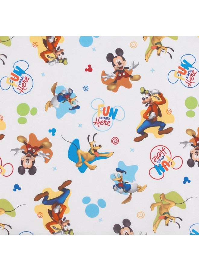 NoJo NoJo Disney Mickey Mouse Blue, Red, Green, Yellow, and White, Donald Duck, Pluto, and Goofy, Fun Starts Here Preschool Nap Pad Sheet  - Image 2