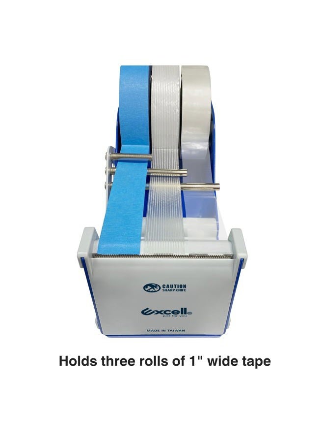 ICO Excell Deluxe Triple Extra Wide Metal Multi-Roll Desktop Tape Dispenser with Tiered Metal Separator Bars, EX-3372, 3 inch Wide, 3 inch Core - Image 4