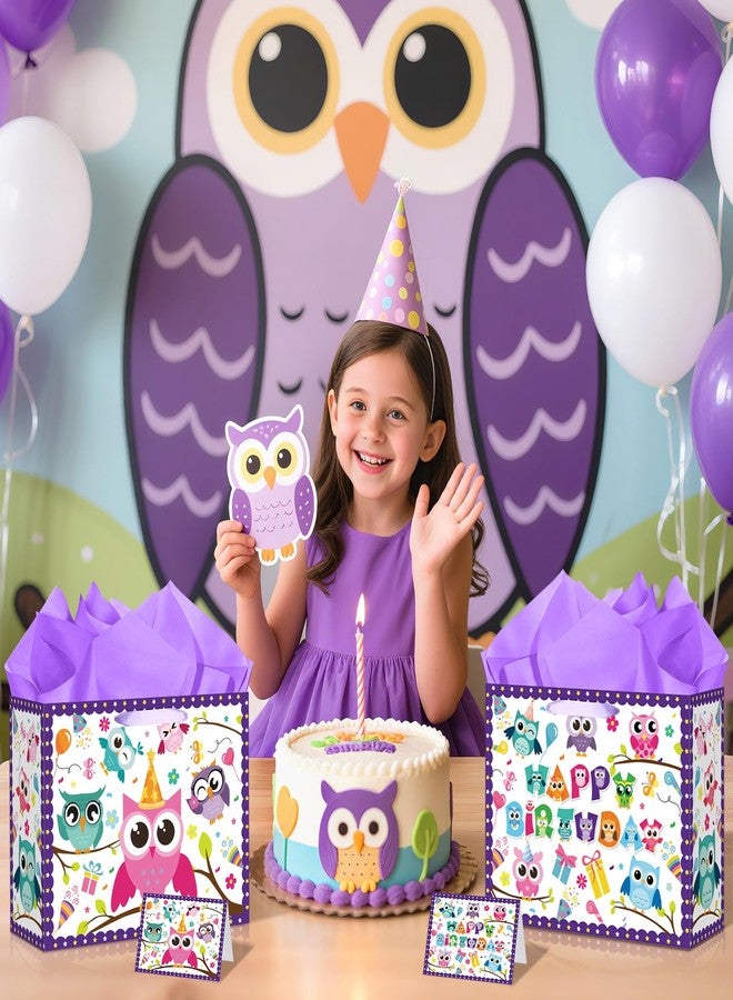 LUUFILx Owl Birthday Gift Bag for Kids Women Happy Birthday Party Favor Bags with Wrapping Paper Card for Baby Shower Party Decorations Party Supplies - Image 5