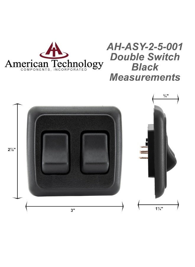 American Technology Components Double SPST On-Off Switch with Bezel, 12-Volt, for RV, Trailer, Camper (Black) - Image 4