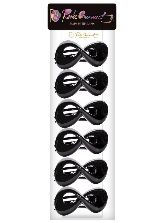 RC ROCHE ORNAMENT 6 Pcs Womens Infinity Side Slide In Jaw Claw Clamp Plastic Barrettes Accessories Girls Ladies Strong Hold No Slip Grip Clips, Medium Black - Image 5