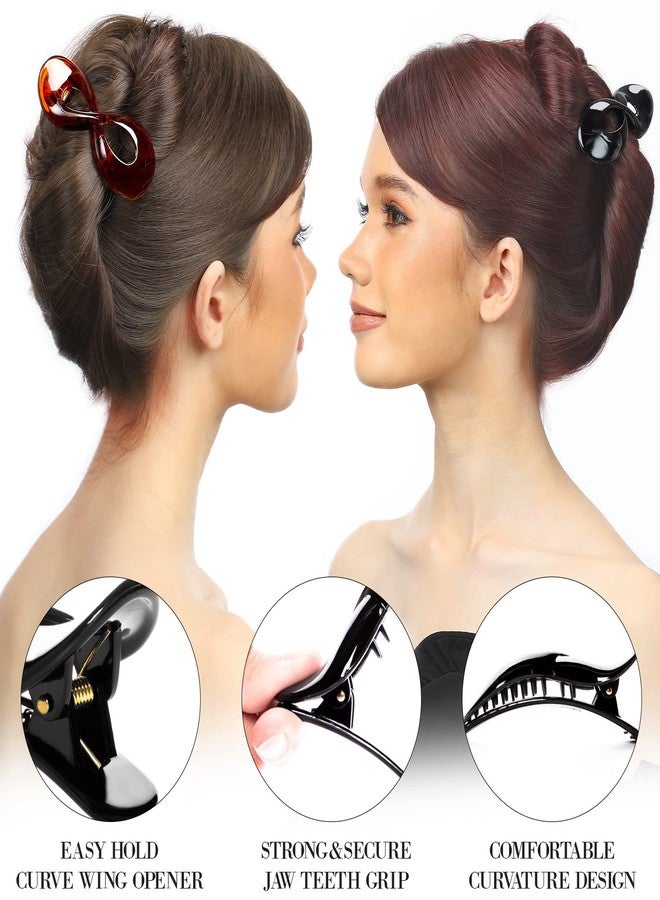 RC ROCHE ORNAMENT 6 Pcs Womens Infinity Side Slide In Jaw Claw Clamp Plastic Barrettes Accessories Girls Ladies Strong Hold No Slip Grip Clips, Medium Black - Image 2