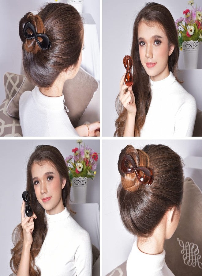 RC ROCHE ORNAMENT 6 Pcs Womens Infinity Side Slide In Jaw Claw Clamp Plastic Barrettes Accessories Girls Ladies Strong Hold No Slip Grip Clips, Medium Black - Image 3