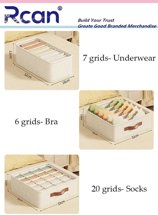 Rcan 3pcs Wardrobe Clothes Organizer Sock Underwear Drawer Organizer Dividers Cell Foldable Linen Dresser Closet Organizers and Storage Bins for Clothing Baby Clothes Bra Panty Scarf Ties Scarves  - Image 2