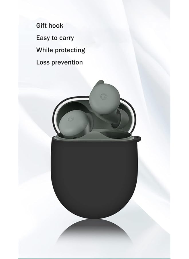 إيروريكس جراب سيليكون متوافق مع Google Pixel Buds Pro غطاء حماية لسماعات الرأس باللون الأسود - Image 2