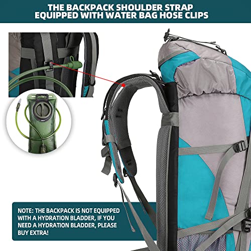 King'sGuard 70L Hiking Backpack Large Lightweight Waterproof Camping Backpack Travel Backpacking Backpack Daypack with Rain Cover -Frameless (Lake Blue) - Image 3