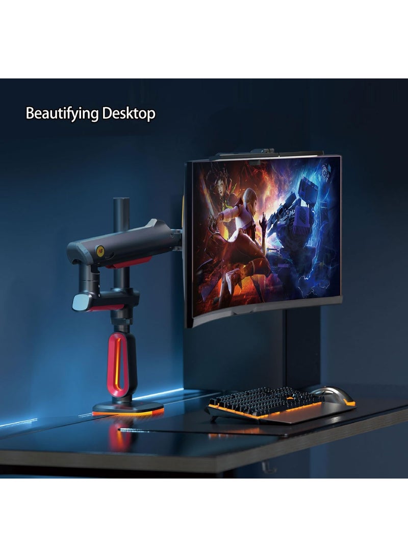 NB NORTH BAYOU Extra Height Gaming Monitor Arm – Adjustable Long Arm Mount for 32–60 Inch Screens – Heavy-Duty, RGB Light, Multi-Angle, Supports up to 20kg - Image 3