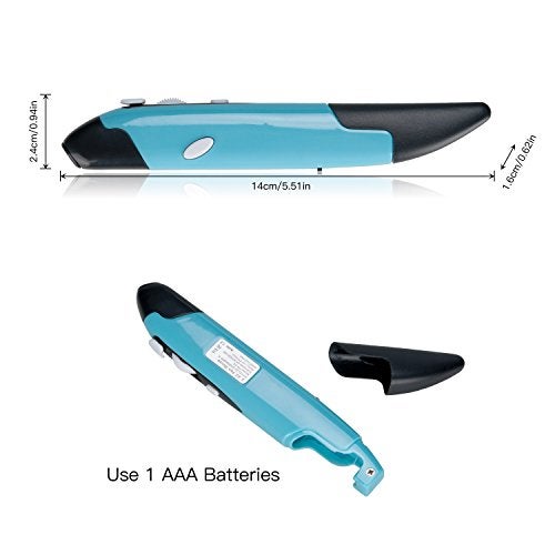 lychee Wireless Optical Pocket Pen Mouse, 2.4GHZ USB Wireless Optical Pen Mouse 800/1200/1600 DPI Adjustable Handwriting Mini Mice for PC Laptop Notebook Computer Mac (Blue) - Image 4