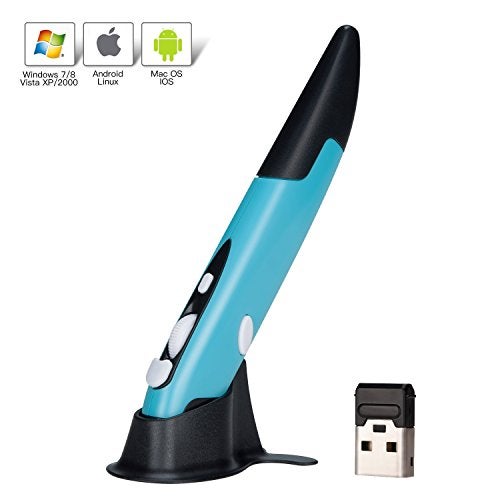 lychee Wireless Optical Pocket Pen Mouse, 2.4GHZ USB Wireless Optical Pen Mouse 800/1200/1600 DPI Adjustable Handwriting Mini Mice for PC Laptop Notebook Computer Mac (Blue) - Image 5