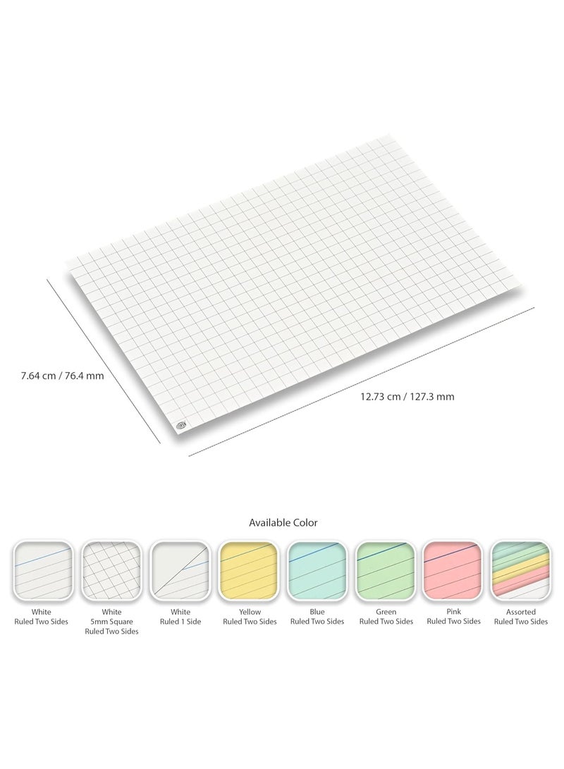 FIS® Ruled Record Cards or Index Cards, Size:5"x3" Inches (127x76mm), Two Sides 5mm Square Lines Ruling, 100 Sheets Per Packet, Packet of 3 Pieces, White Color-FSIC53SQ-3 - Image 5