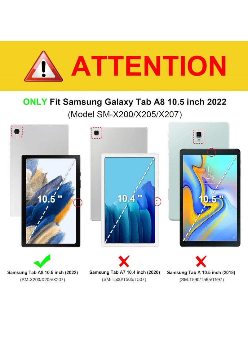 Case for Samsung Galaxy Tab A8 10.5-Inch 2022 (SM-X200/X205/X207) Slim Folio Stand Protective Tablet Cover, Multi-Angle Viewing Auto Wake/Sleep