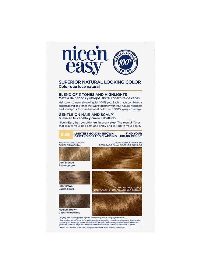 CLAIROL Nice Easy Permanent Hair Dye 6.5G Lightest Golden Brown Hair Color Pack Of 3 - Image 3