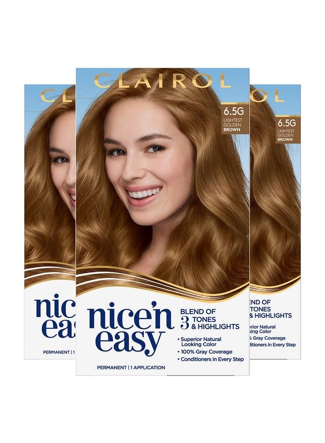 CLAIROL Nice Easy Permanent Hair Dye 6.5G Lightest Golden Brown Hair Color Pack Of 3 - Image 2