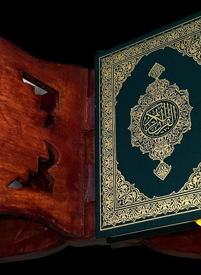 Hand carved wooden book and Quran holder To read and organize books The Quran stand is easy to use and durable Now give your loved ones a special Qur’an holder - Image 1