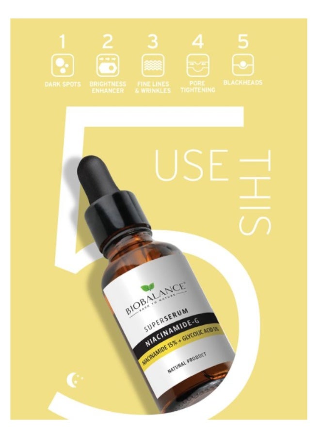 BioBalance Super Serum Niacinamide-G 30ml – Anti Dark Spots, Anti-Wrinkle, Skin Brightening Face Serum - Image 3