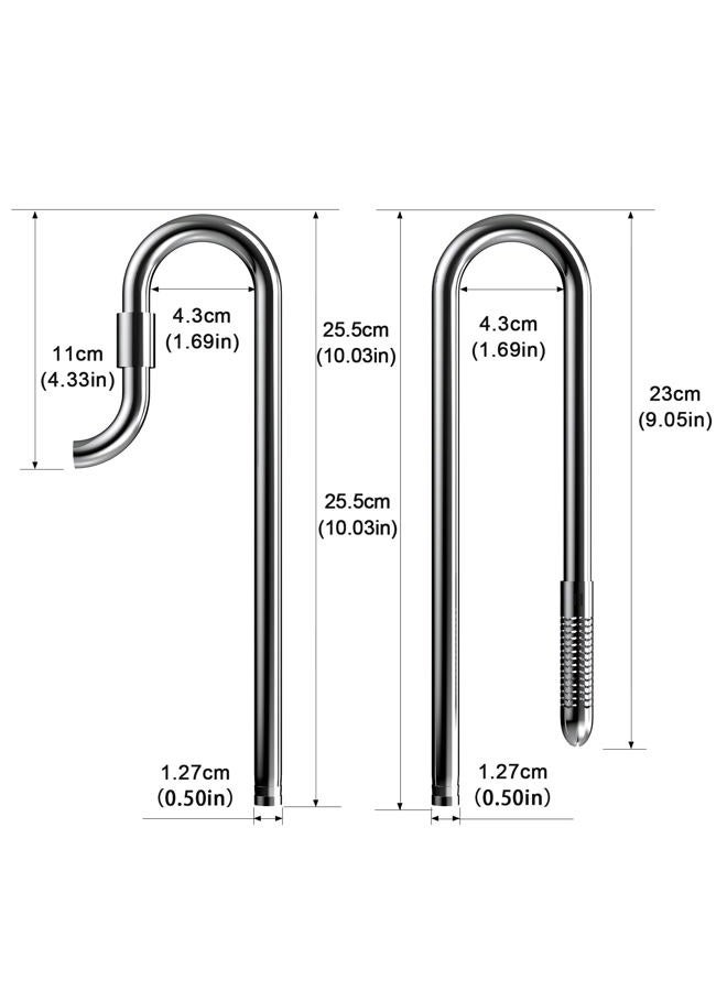 Fzone Mini 10 inch Stainless Steel Filter Pipe Inflow and Outflow for Aquarium Plant Tank, Lily Pipes with Acrylic Pipe Fixer for 12/16mm Filter Tube (MINI-12MM) - Image 2