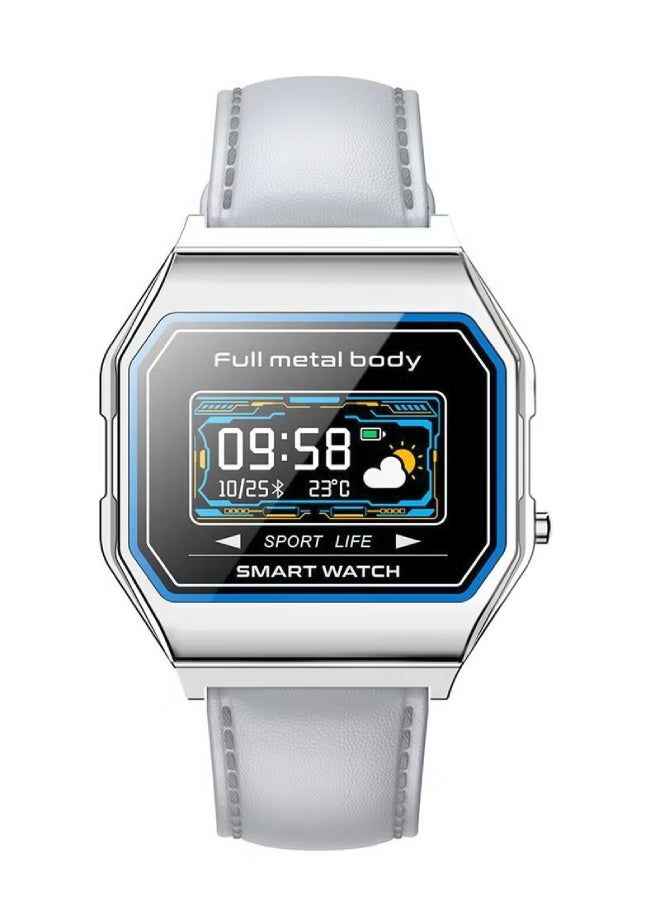 AROAQ KW18 Men Smart Watch with Leather Strap – IP67 Waterproof, BP Operator, SpO2, Heart Rate, GPS, Multi-Sports, Bluetooth 5.0 for Android & iOS - Gray - Image 3