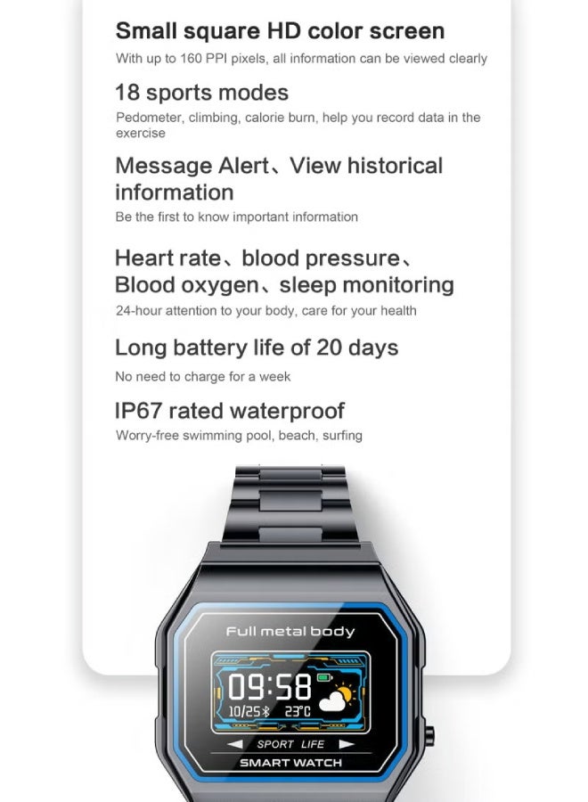 AROAQ KW18 Men Smart Watch with Leather Strap – IP67 Waterproof, BP Operator, SpO2, Heart Rate, GPS, Multi-Sports, Bluetooth 5.0 for Android & iOS - Gray - Image 5