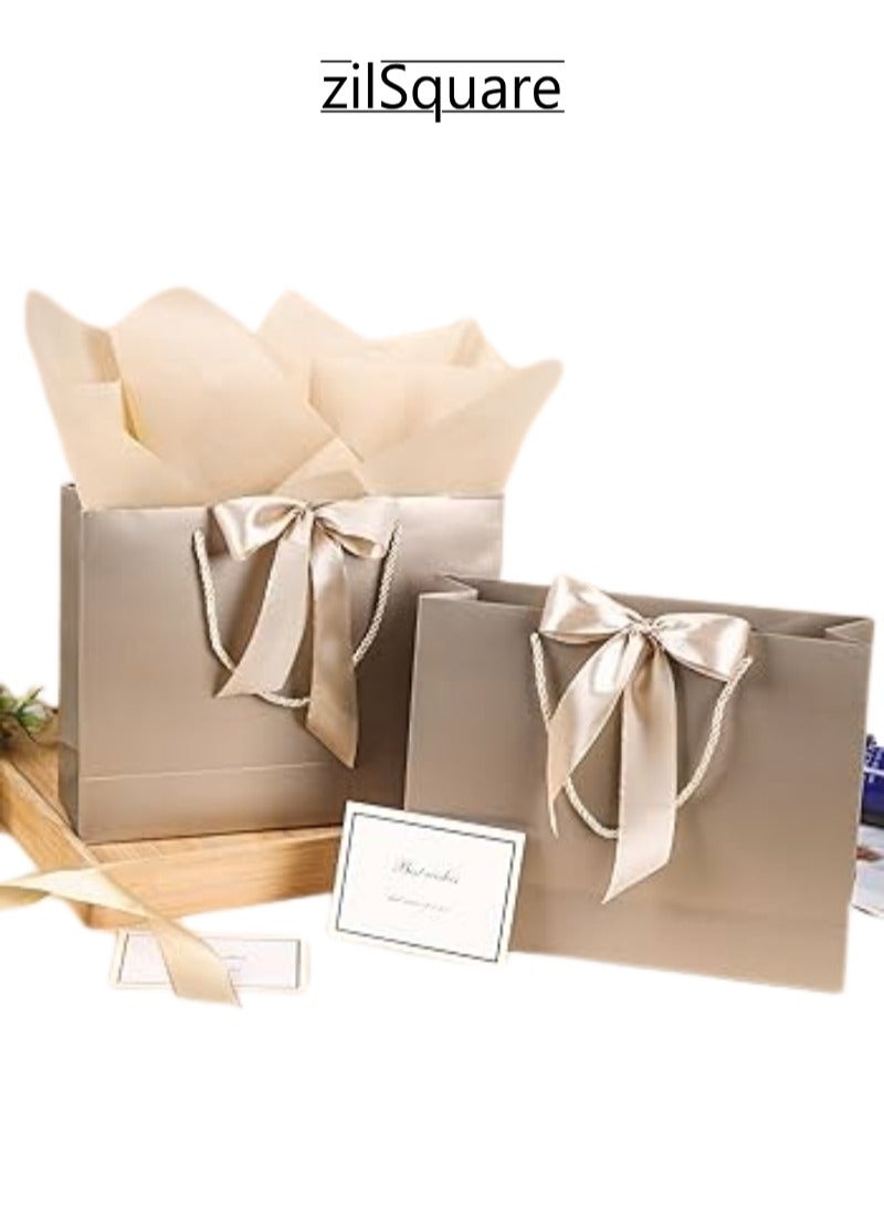 زيل سكوير حقيبة هدايا فاخرة كبيرة مكونة من قطعتين مع شريط ساتان على شكل قوس، ومقابض حبل، وورق مناديل، وبطاقة "أطيب التمنيات" — حقيبة هدايا ورقية لامعة قابلة لإعادة الاستخدام، مثالية لأعياد الميلاد، حفلات الزفاف، الذكرى السنوية، حفلات استقبال المواليد، المناسبات الرسمية، العطلات، الحفلات، وتغليف الهدايا الصديق للبيئة. - Image 3