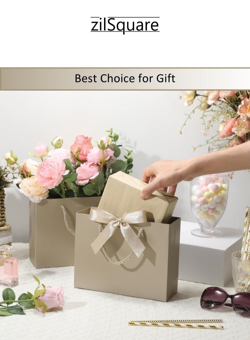 زيل سكوير حقيبة هدايا فاخرة كبيرة مكونة من قطعتين مع شريط ساتان على شكل قوس، ومقابض حبل، وورق مناديل، وبطاقة "أطيب التمنيات" — حقيبة هدايا ورقية لامعة قابلة لإعادة الاستخدام، مثالية لأعياد الميلاد، حفلات الزفاف، الذكرى السنوية، حفلات استقبال المواليد، المناسبات الرسمية، العطلات، الحفلات، وتغليف الهدايا الصديق للبيئة. - Image 4
