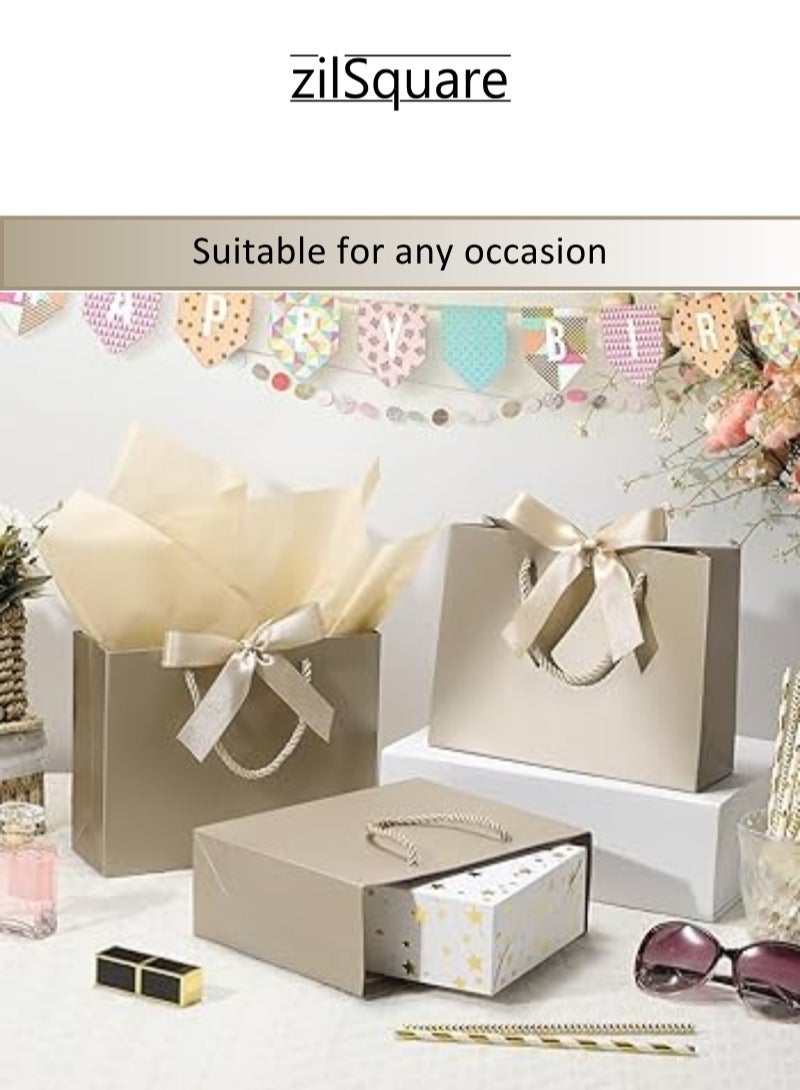 زيل سكوير حقيبة هدايا فاخرة كبيرة مكونة من قطعتين مع شريط ساتان على شكل قوس، ومقابض حبل، وورق مناديل، وبطاقة "أطيب التمنيات" — حقيبة هدايا ورقية لامعة قابلة لإعادة الاستخدام، مثالية لأعياد الميلاد، حفلات الزفاف، الذكرى السنوية، حفلات استقبال المواليد، المناسبات الرسمية، العطلات، الحفلات، وتغليف الهدايا الصديق للبيئة. - Image 5