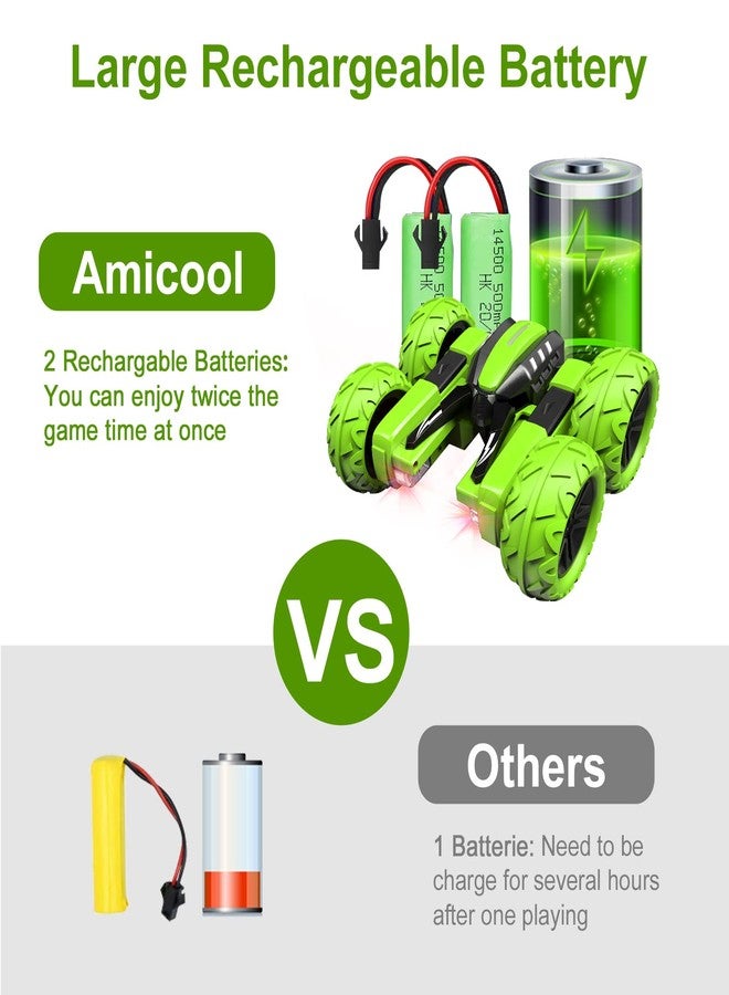Amicool RC Voiture Telecommandé Tout Terrain، 4WD 360° Rotation Stunt Car Offroad RC Véhicule Avec LED، 2.4 جيجاهيرتز Voiture Radio Commandee Crawlers pour Enfants 6-12 Ans، G03080R - Image 3