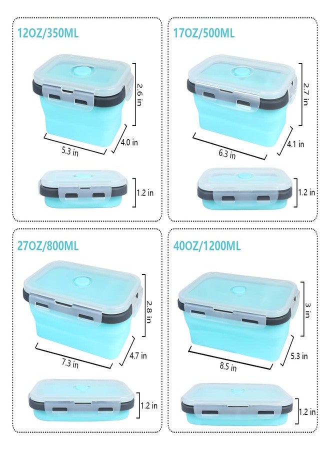 VIGIND Set of 4 Collapsible Foldable Silicone Food Storage Containers,Ktichen Collapsible Storage Bowls with Airtight Plastic Lids for Leftover, Silicone Lunch Box-Microwave,Dishwasher,Freezer Safe - Image 2