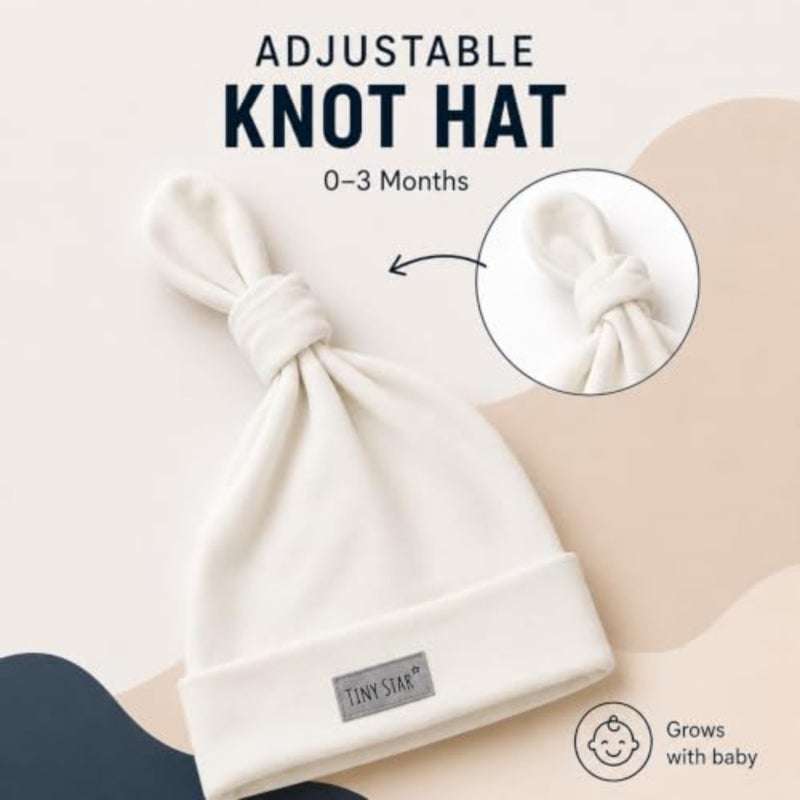 Newborn Baby Gift Set, 3-Piece Cotton Jersey Swaddle Blanket 100 x 100 cm, Knot Hat 0-3 Months Birth Milestone Card, Oeko-Tex Materials, Made in Poland - Image 5