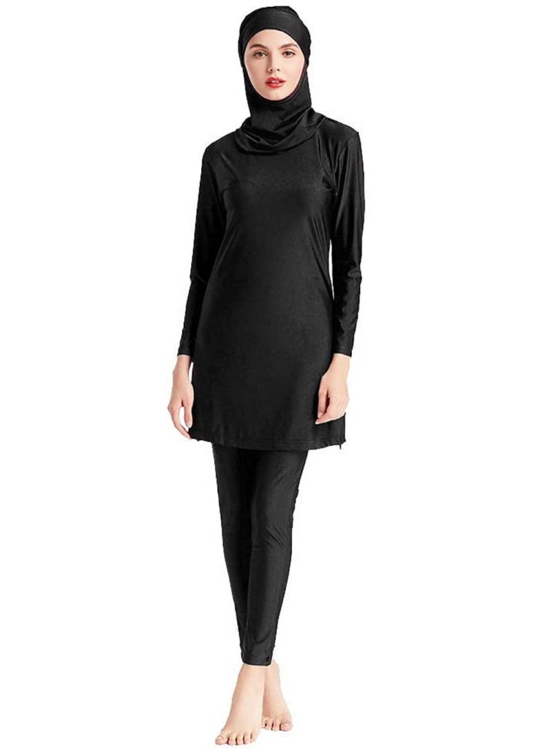 NIBEMINENT Women Modest Swimsuit Conservative Long Sleeve Beachwear Scarf Headscarf Abaya Cap, 3 piece Set  - Image 3