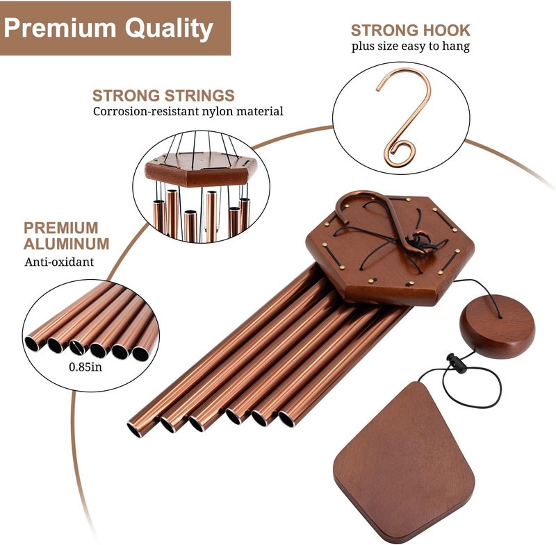 Howarmer Small Bronze Wind Chimes - 28 Inch Outdoor Tuned Melody, Sympathy Gift for Mom/Housewarming, Outside Decoration - Image 2