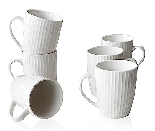 MIWARE 11 Ounce Porcelain Mugs, Set of 6 Coffee Mugs for Tea, Milk, Hot Cocoa, White - Image 2