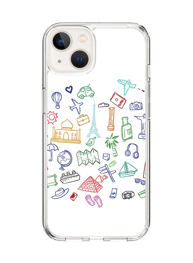 Stylizedd Classic Clear Case for Apple iPhone 14 Hybrid Soft Case Flexible Edges Anti Drop TPU PC Gel Thin Transparent Cover [ Designed for Apple iPhone 14 ] - Traveler Full Print - Image 1