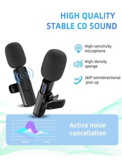 GUDOO Wireless Microphones, Wireless Lavalier Microphone for iPhone/iOS/Android/PC/Laptop, Plug-Play Bluetooth Microphone, 3 Level Noise Reduction Auto Sync for Recording, Live Streaming, TikTok, YouTube  - Image 2