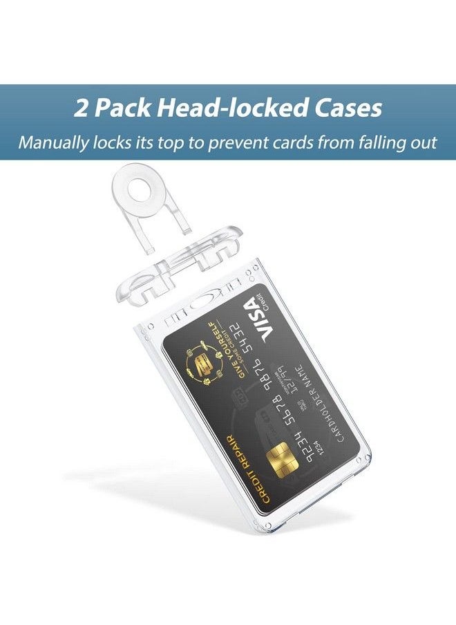 Pawfly Locking Id Badge Holder 3Card Hard Pc Card Case With Key Pin Ultra Clear Sleeve Protector With Uv Protection For Office Card Smart Piv Cac Driver'S License And Credit Card 2 Pack  - Image 3