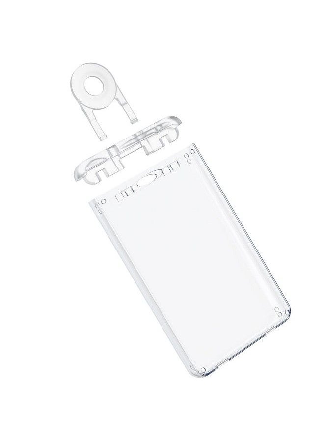 Pawfly Locking Id Badge Holder 3Card Hard Pc Card Case With Key Pin Ultra Clear Sleeve Protector With Uv Protection For Office Card Smart Piv Cac Driver'S License And Credit Card 2 Pack  - Image 2