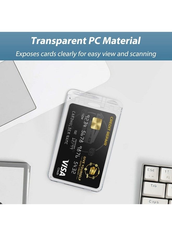 Pawfly Locking Id Badge Holder 3Card Hard Pc Card Case With Key Pin Ultra Clear Sleeve Protector With Uv Protection For Office Card Smart Piv Cac Driver'S License And Credit Card 2 Pack  - Image 4