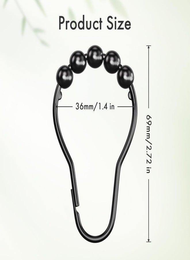 امايز حلقات ستارة حمام أمازر سوداء غير لامعة - مجموعة من 12 قطعة - خطافات معدنية مقاومة للصدأ لقضيب ستارة الحمام - Image 2