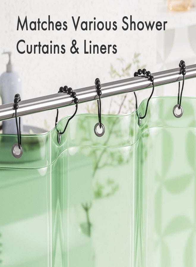 امايز حلقات ستارة حمام أمازر سوداء غير لامعة - مجموعة من 12 قطعة - خطافات معدنية مقاومة للصدأ لقضيب ستارة الحمام - Image 5