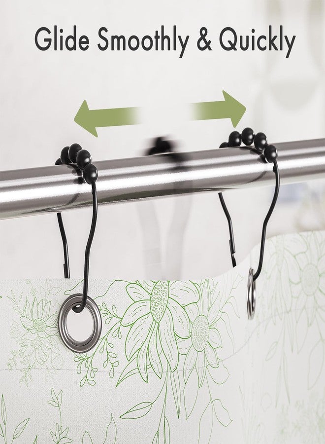 امايز حلقات ستارة حمام أمازر سوداء غير لامعة - مجموعة من 12 قطعة - خطافات معدنية مقاومة للصدأ لقضيب ستارة الحمام - Image 3