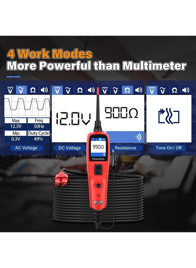 Autel PowerScan PS100 Circuit Probe Kit, Electrical System Diagnostic Tool, Built-in Circuit Breaker, AC/DC Current Resistance, Easy to Read Continuity/Probe/Signal Test - Image 3